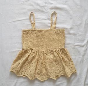 Smocked Eyelet Peplum Top