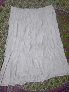 White Embroidered Tiered Maxi Skirt