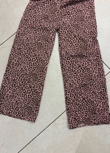 Brand New Pink Leopard Print Wide Leg Pants