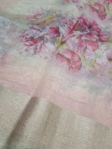Elegant Floral Print organza Saree