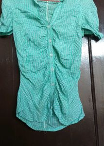 Green Plaid Button-Up Shirt