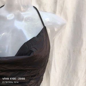 Satin Cowl Neck Halter Top