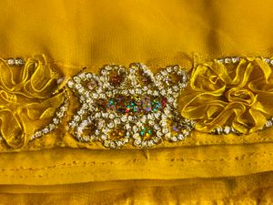 Beautiful Yellow studed Embroidered y2k Saree