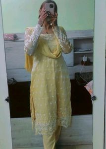 Elegant Tan Embroidered Kurta Set