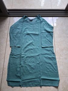 Teal Solid Cotton Kurta