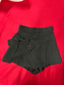 Cute Black Skort with Bow Detail