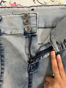 Chic Denim Knee Length Skirt