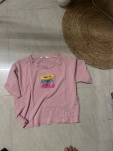 combo of Pink Graphic T-Shirt with Black Joggers