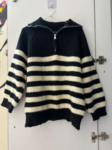 Striped Zip-Up Sweater
