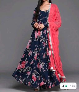 Varanga Navy Floral Print Kurta