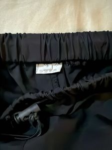 Black Parachute Pants with White Piping
