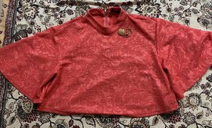 Coral Textured Bell Sleeve Top