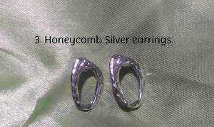 Unique Honeycomb Silver Earrings