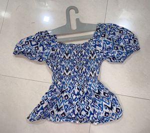 Stylish Off-Shoulder Printed Peplum Top