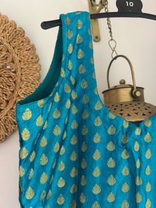Elegant Teal Banarasi Brocade Kurta:UNUSED