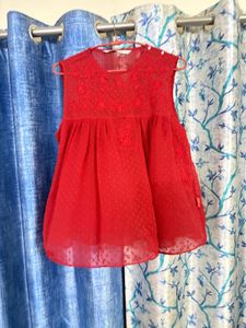 Chic Red Lace &amp; Dot Sleeveless Top
