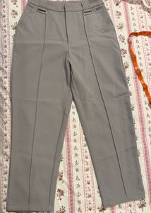 Chic Grey High-Waisted Tailored Ankle Pants