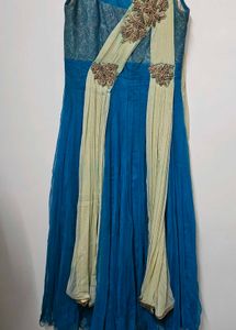 Blue &amp; Green Embroidered Desinger Gown