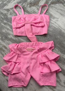 Pink Pearl Embellished Crop Top