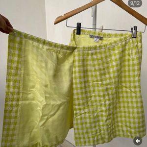 Green checkered wrap around Skirt