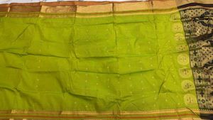 Vibrant Green Saree with Peacock Motif