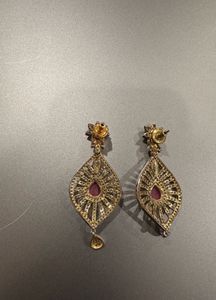 Elegant Ruby &amp; Diamond Drop Earrings