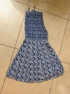 Blue &amp; White Printed Kurta