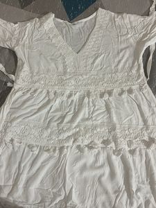 Boho White Tassel Dress