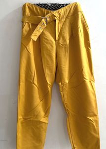 Mustard Belted Wide Leg Pants