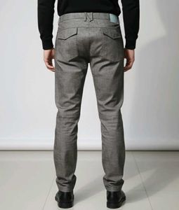 Gray Leather Textured Mens Portugese Pants