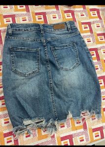 Distressed Denim Mini Skirt