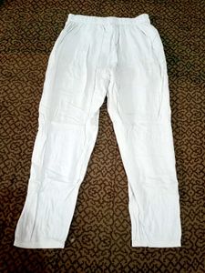 White Linen Cropped Pants