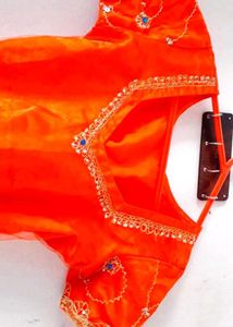 Orange Net Lehenga