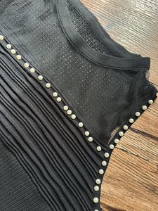 Black Pearl Embellished Knit Tank