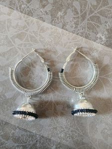 Silver Jhumka Hoop Earrings