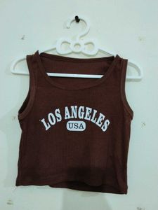Brown Los Angeles Graphic Tank Top
