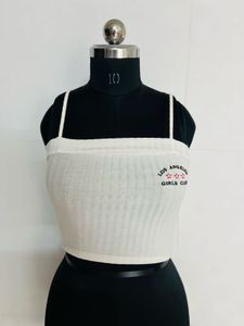 White Ribbed Crop Top - LA Girls Club