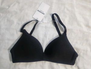 Savana Ribbed Black Bra