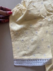 Elegant Yellow Kurta with White Embroidery