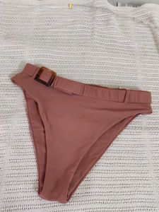 High-Waisted Bikini Bottom with Buckle Detai