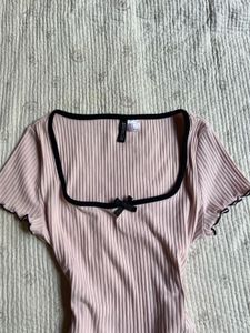ribbed ribbon cute h&amp;m top