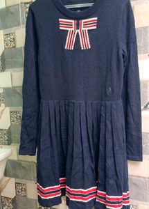 Polo Sport Girls Navy Knit Pleated Dress (100% Cot