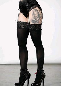 Black Lace Top Thigh High Stockings