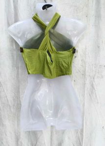 I. Green Halter Neck Crop Top