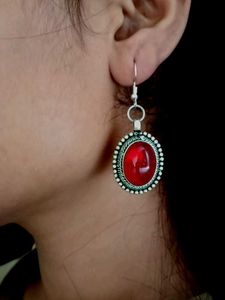 Red Gemstone Drop Earrings