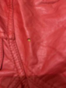 Red Faux Leather Bomber Jacket waist length