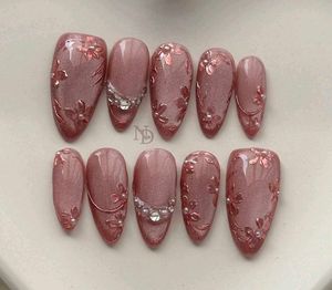 Rose Gold Floral Press-On Nails