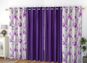 Floral & Solid Purple Curtains