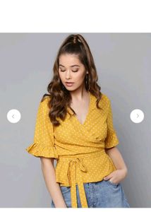 Yellow Polka Dot Vintage Wrap Top