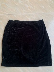 Velvet Mini Skirt with Slit